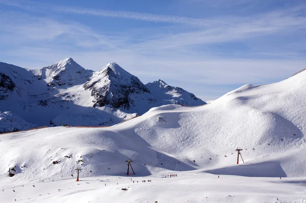 Stok Narciarski Narty Snowboard Obertauern Turystyczne Ośrodek Austriackich Alpach Górski — Zdjęcie stockowe