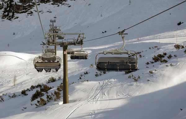 Ski Lift Bright Winter Day Austrian Alps Resort Obertauern — Stock Photo, Image