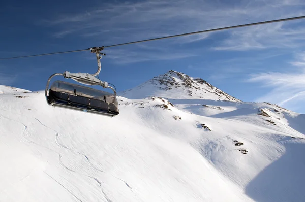 Ski Lift Bright Winter Day Austrian Alps Resort Obertauern — Stock Photo, Image