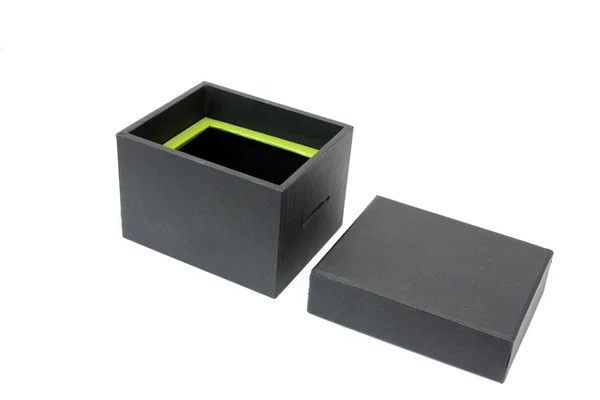 Černé otevřené krabičky — Stock fotografie