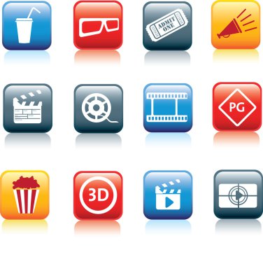 Movie and cinema icon set clipart