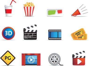 Movie and cinema icon set clipart