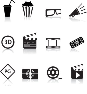 Movie and cinema icon set clipart