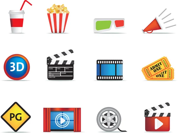 Conjunto de iconos de cine y cine — Vector de stock