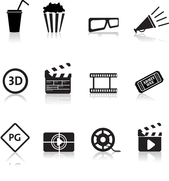 Conjunto de iconos de cine y cine — Archivo Imágenes Vectoriales