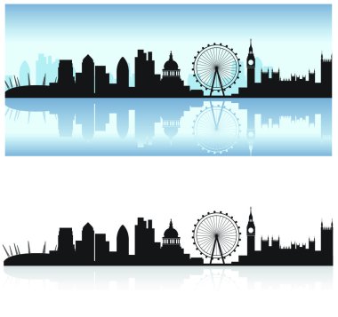 London skyline and reflection clipart