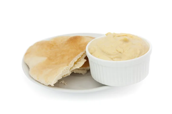 Pide ekmek ve hummous — Stok fotoğraf