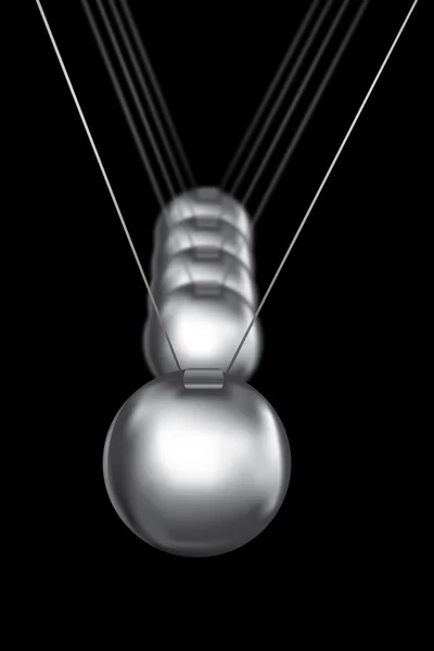 ニュートンは黒の背景に銀のボールをクレードルします。 — ストック写真