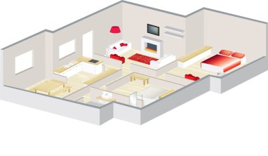 Architects 3d floorplan of a house or apartment clipart