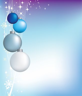 Christmas blue decorations and stars clipart