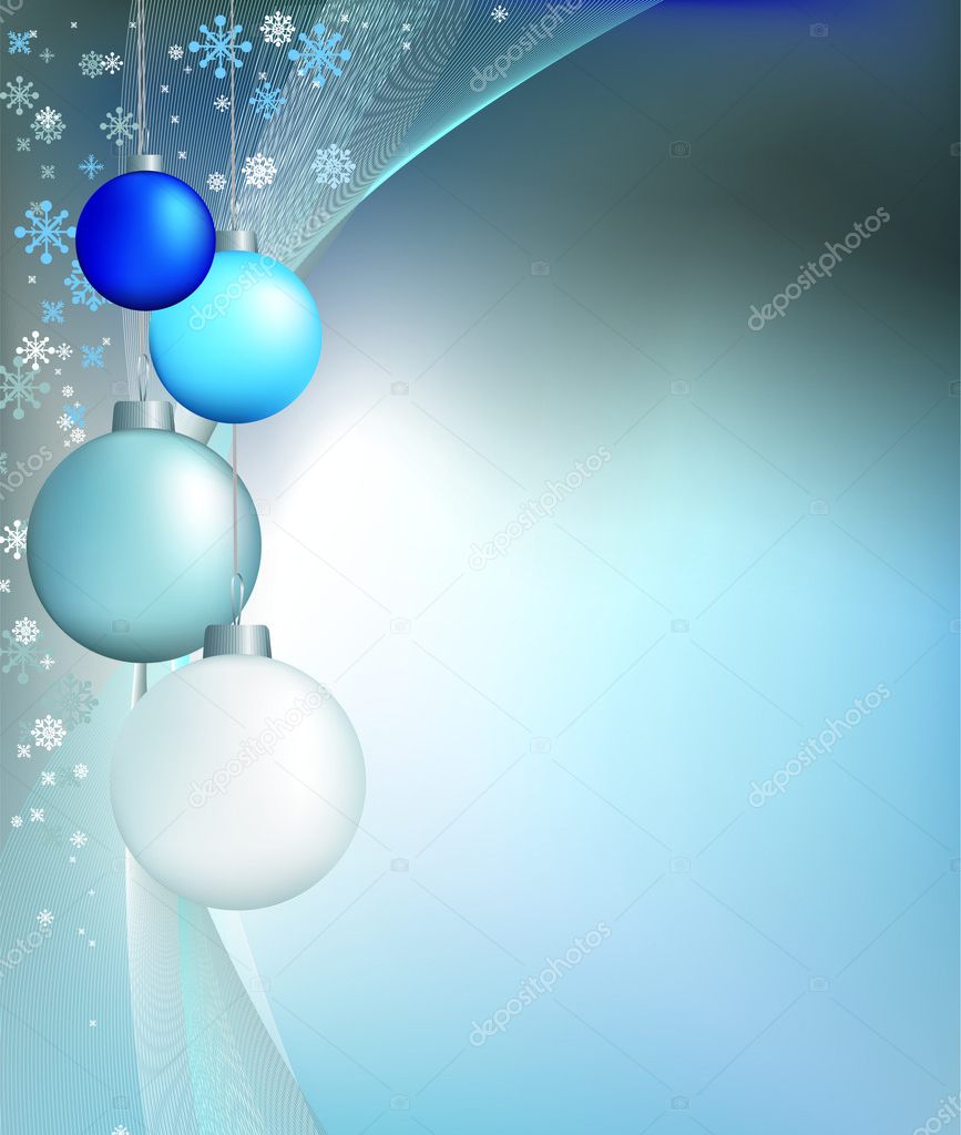 Christmas blue bauble background