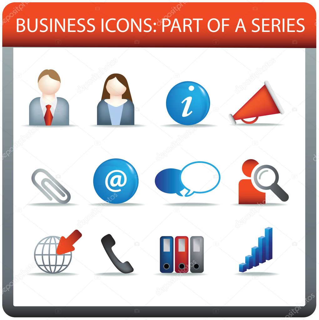 Modern business icon set of illustrations in colour