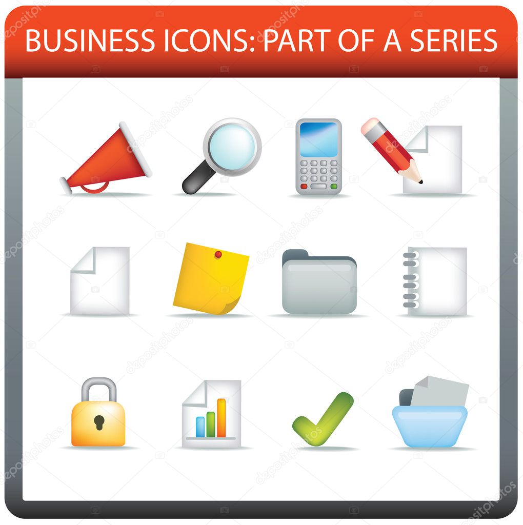 Illustration set of classic business icons in a modern style