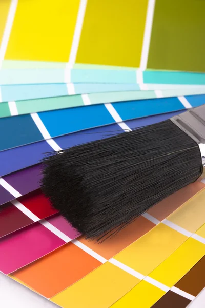 Pinsel Und Farbmuster Makroaufnahmen Mit Einer Reihe Von Farben — Stockfoto