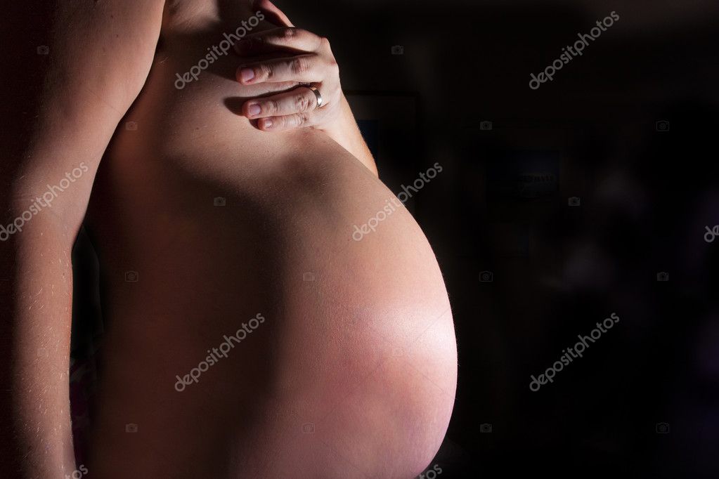 8 Months Pregnant Nude - Pregnancy lady on black â€” Stock Photo Â© Joingate #4750860