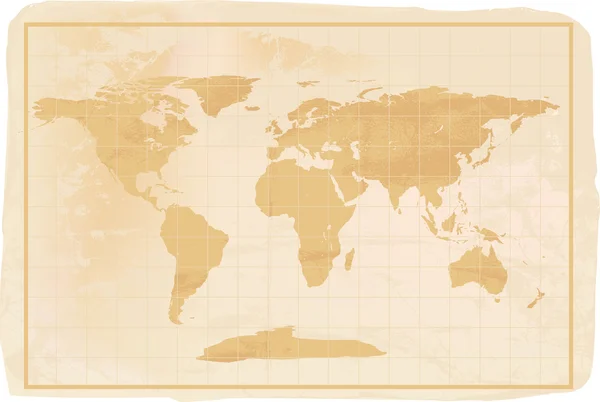 Vecchio stile anitioque mappa del mondo — Vettoriale Stock