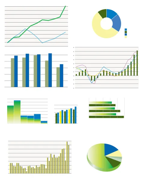 Selección de gráficos típicos de rendimiento empresarial — Archivo Imágenes Vectoriales