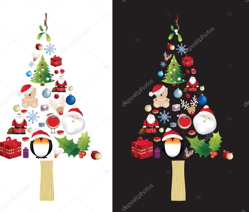 Christmas tree very detailed illustration