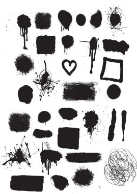 Black grunge and and marks on white background clipart