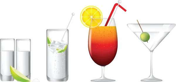 Reihe alkoholischer Cocktails — Stockvektor