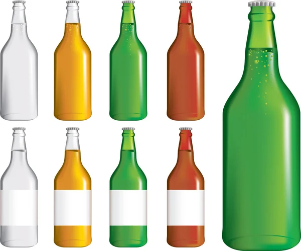 Conjunto de garrafas de cerveja —  Vetores de Stock