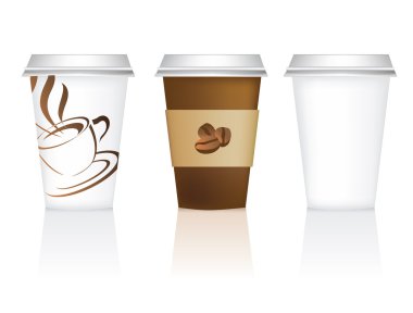 Plain, and 2 designs for takeaway coffee cups clipart