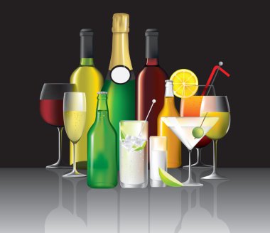 Collection of alcoholic drinks clipart