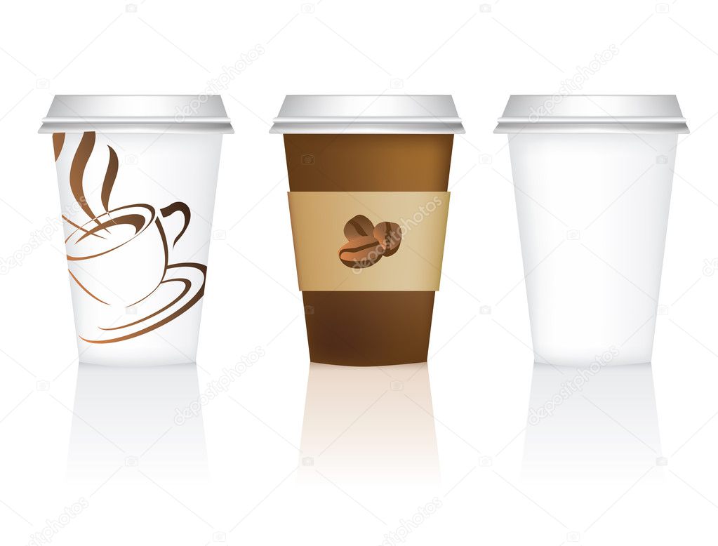 Plain, and 2 designs for takeaway coffee cups