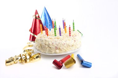 Birthday cake and party stuff clipart