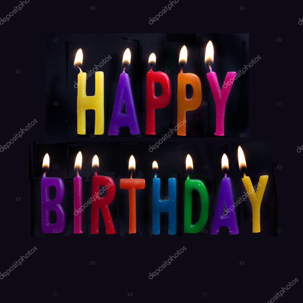 HAPPY BIRTHDAY CANDLES ON BLACK BACKGROUND — Stock Photo © Joingate ...