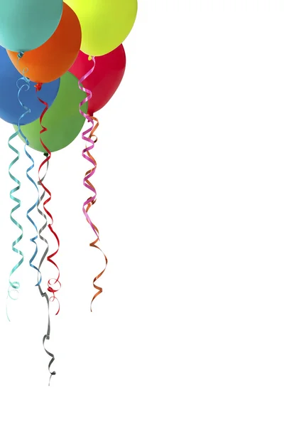 Balloons and streamers in the corner — Stock Photo, Image