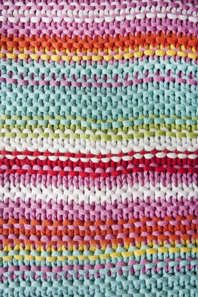 KNITTED STRIPED BACKGROUND, close up — Stock Photo, Image