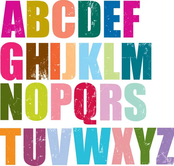 Letterpress style alphabet — Stock Vector