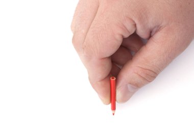Little pencil in a big hand clipart