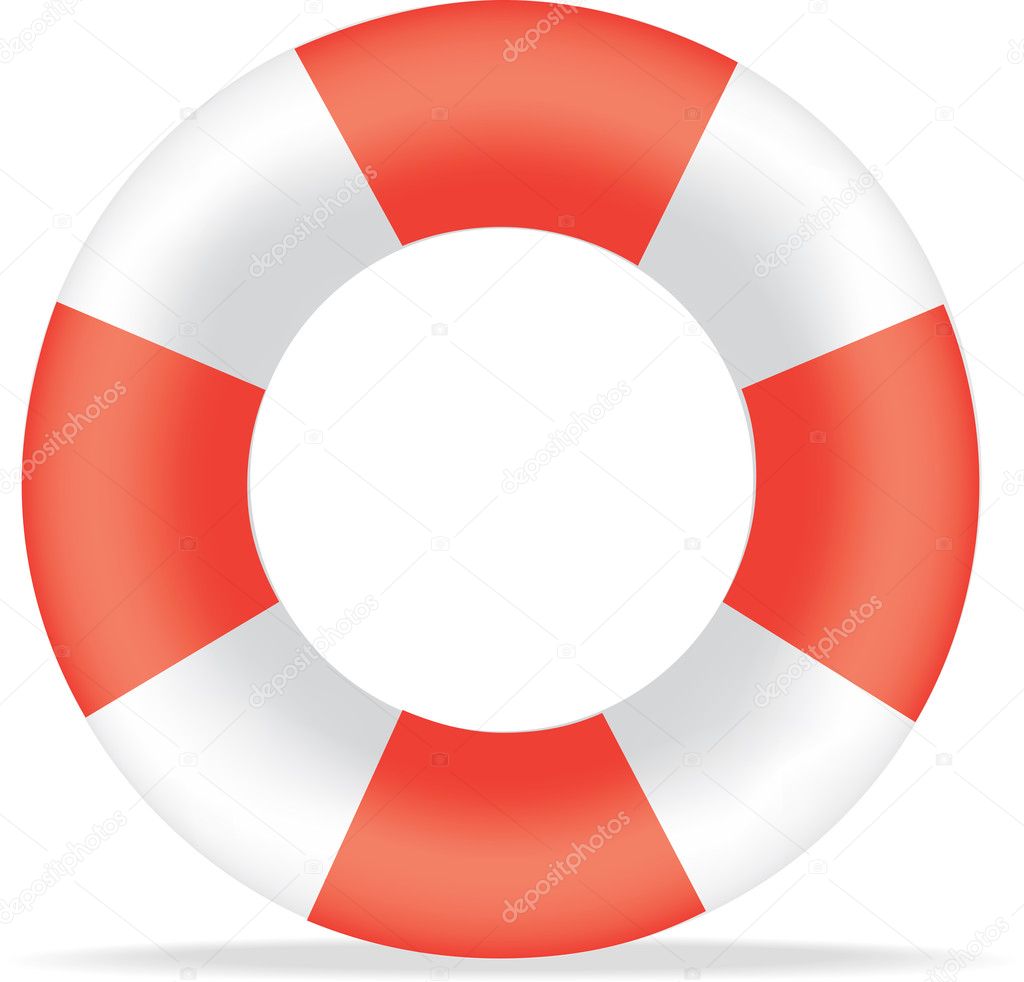 Red and white life bouy