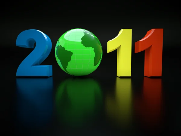 Nový Rok 2011 Ilustrace Globus — Stock fotografie