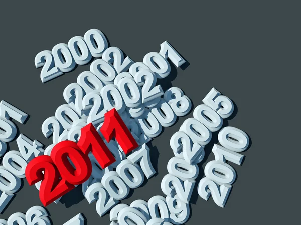 3D tvar nový rok 2011 červená — Stock fotografie