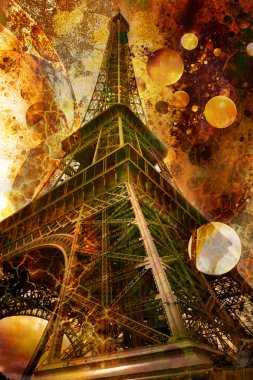 Grunge picture of the eiffel tower clipart