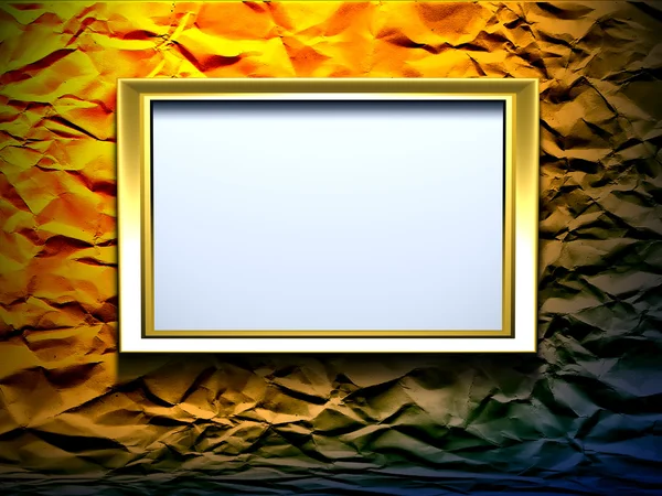 Gold frame on wrinkled background — Stock Photo, Image