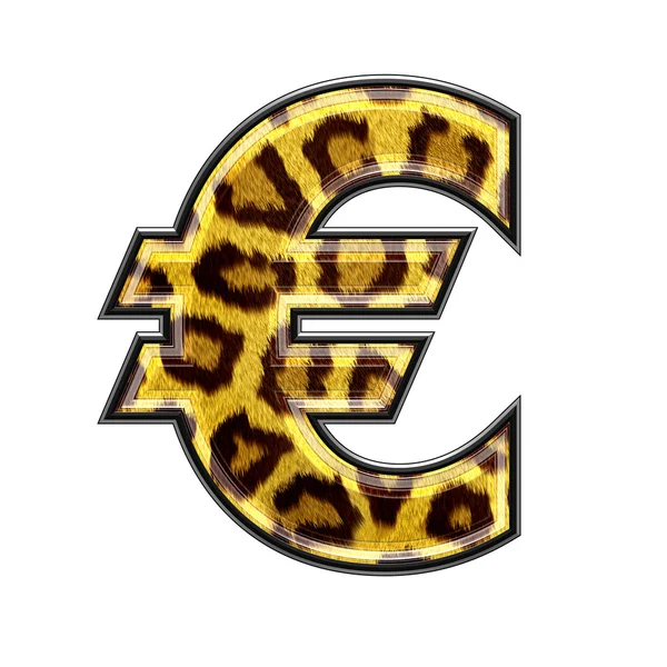 Znak Panther Kůže Textury Znak Měny Euro — Stock fotografie