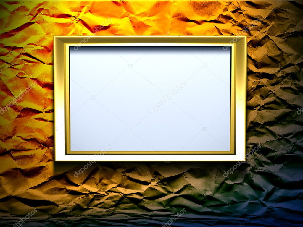 Gold frame on wrinkled background