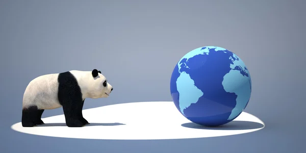 Panda Regardant Terre — Photo