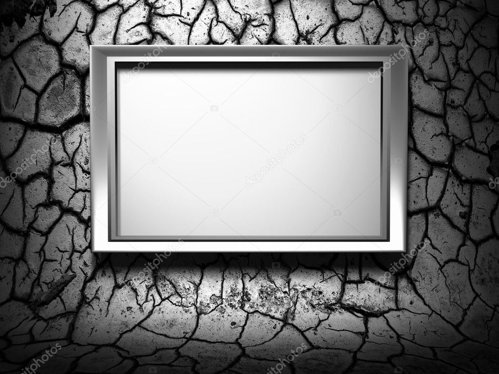 3d metal frame on grunge background