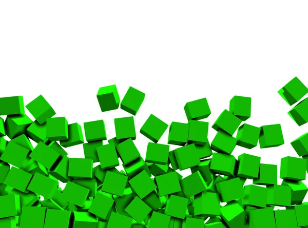 3d cubos verdes no fundo branco — Fotografia de Stock