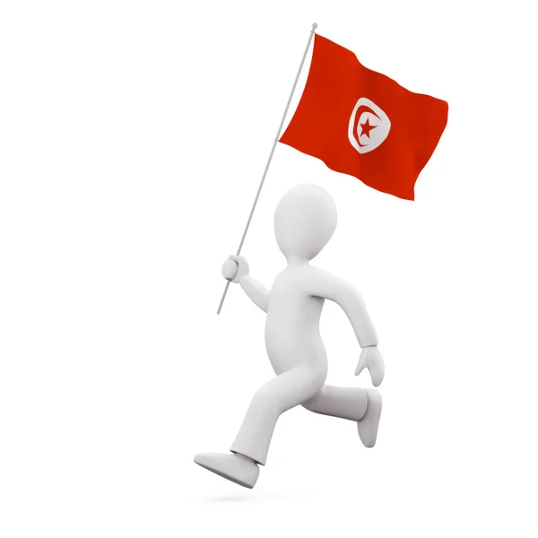 Holding a tunisian flag — Stock Photo, Image