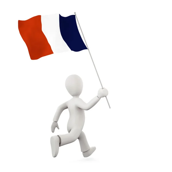 Holding a french flag — Stock Photo, Image