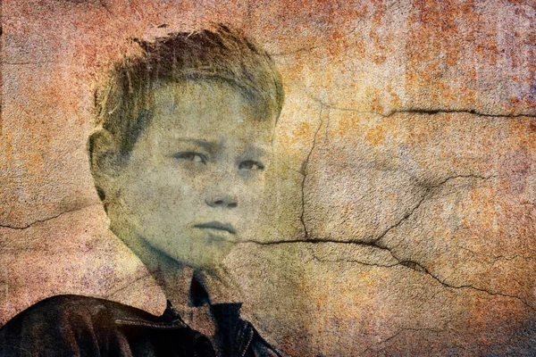 Grungy ritratto di un bambino — Foto Stock
