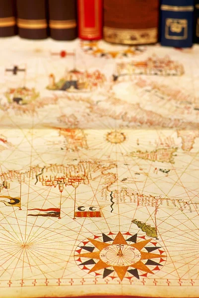 Portuguese map and books. — Stock Photo, Image