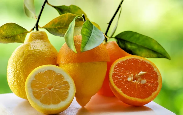 Оранжевые и лимонные ломтики . — стоковое фото