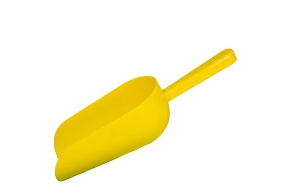 Gele Plastic Lepel Geïsoleerd Met Uitknippad Oorspronkelijke Grootte — Stockfoto